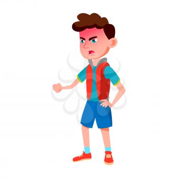 Boy Schoolboy Kid Poses Vector. Primary School Child. Cheerful Pupil. Friends. Life, Emotional. For Banner, Flyer, Web Design. Isolated Cartoon Illustration