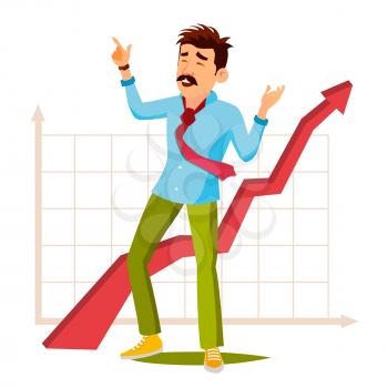 Happy Businessman Vector. Celebrating Victory. Successful Office Worker. Isolated Flat Cartoon Character Illustration