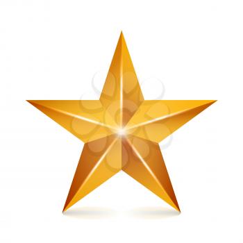 Achievement Vector Star. Yellow Sign. Golden Decoration Symbol. 3d Shine Icon Isolated On