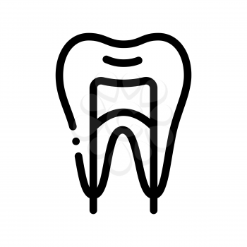 Dental Tooth Stomatology Vector Thin Line Icon. Stomatology Dentist Equipment And Device Linear Pictogram. Medical Healthcare And Treatment Therapy Dentistry Monochrome Contour Illustration