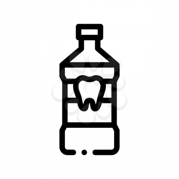 Stomatology Dentist Tooth Wash Vector Sign Icon. Tooth Wash Liquid, Instrument Tool And Device Linear Pictogram. Chairside Assistance Dental Health Service Monochrome Contour Illustration