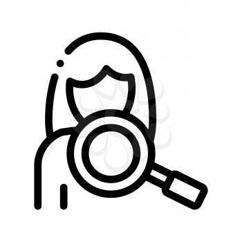 Assessment On Symptomp Of Pregnancy Vector Icon Thin Line Sign. Magnifier And Character Woman Symptomp Of Pregnancy Pictogram. Characteristic Diagnosis Of Future Mother Monochrome Contour Illustration