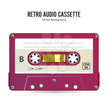 Retro Audio Cassette Vector. Detailed Retro C90 Audio Cassette Place For Title