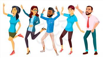 Dancing People Set Vector. People Dance. Move To Music. Isolated Flat Cartoon Illustration