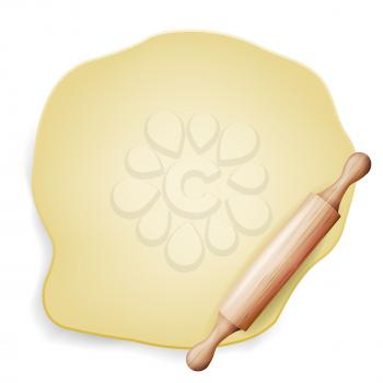 Dough Vector. Rolling Pin. Top View. Preparing Tool. Banner Design. Realistic Isolated Illustration