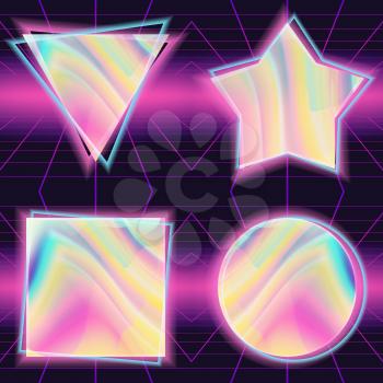 80s Background Vector. 80s Vintage Style Design. Colorful Cosmic Cover. Illustration