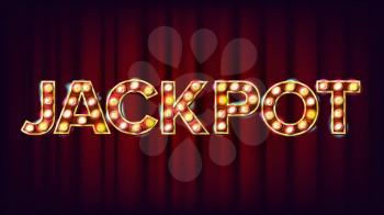 Jackpot Banner Vector. Casino Shining Light Sign. For Lottery, Poker Advertising Design. Illustration