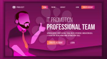 Professional Team Landing Page Concept Vector. Business Processes. Office Webpage. Achieve The Goal. Commercial Illustration