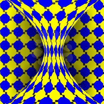 Illusion Vector. Optical 3d Art. Rotation Dynamic Optical Effect. Swirl Illusion. Delusion, Endless, Fallacy. Geometric Magic Background Illustration