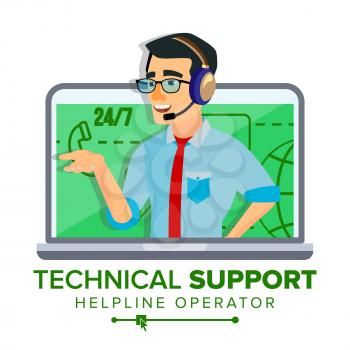 Technical Support Vector. 24 7 Support Working. Online Tech Support. Flat Isolated Illustration