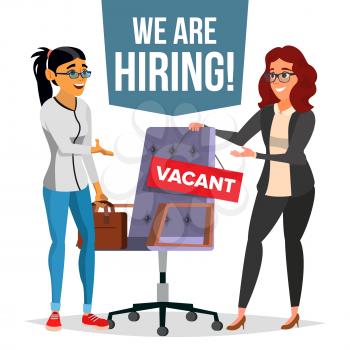 Recruitment Process Vector. Human Resources. Choice Of Candidate Employee. Office Chair. Vacancy. Executive Search. Recruiting, Hiring, HR Isolated Illustration