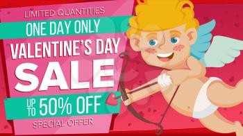 Valentine s Day Sale Banner Vector. Happy Amour. Design For Web, Flyer, February 14 Card, Advertising. Limited Clearance. Business Advertising Illustration.