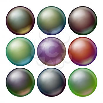 Dark Sphere Set Vector. Opaque Spheres With Shadows. Abstract Dark Ellipse, Ball, Bubble, Button, Badge. Isolated Illustration