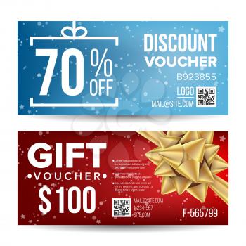 Voucher Design Vector. Horizontal Discount. For Shopping Cards, Discount Coupon. Advertisement. Marketing Illustration