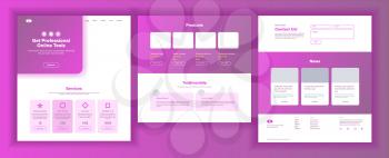 Main Web Page Design Vector. Website Business Concept. Landing Template. Working Team. Cloud Room. Card Credit. Corporate Contact Form. Illustration