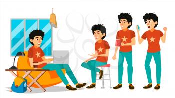 Young Coder Character Vector. Web Developer Programming. Coding, Software Development. Javascript. IT Startup Business Company. Environment Process. Poses, Emotions. Cartoon Business Illustration