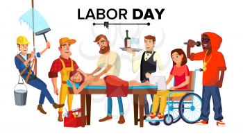 International Labor Day Vector. People Group Different Occupation Set. Isolated Cartoon Character Illustration