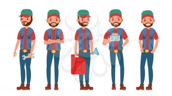 Classic Truck Driver Vector. Retro Professional Funny Automobile Driver. Sleuthing, Disguising. Flat Cartoon Illustration