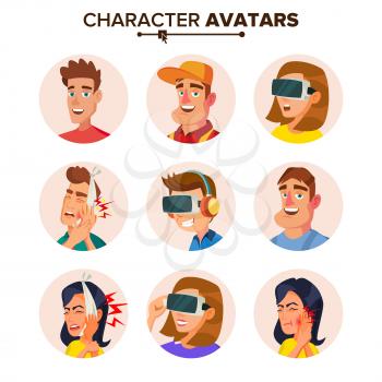 People Characters Avatars Set Vector. Cartoon Flat Isolated