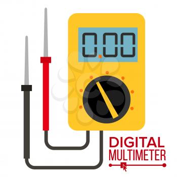 Multimeter Vector. Digital Gadget. Electrical Multitester Icon. Current Voltmeter Voltage Meter. Electronic Equipment. Illustration