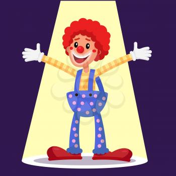 Funny Clown Vector. Decorative Icon. Trick Costume. Circus Show. Cartoon Character Illustration