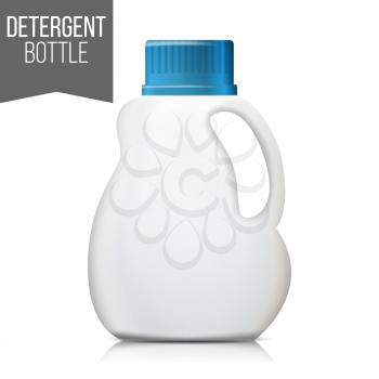 3d Detergent Bottle Mock Up Vector. Blank Plastic Container Bottle For Laundry Detergent. Isolated