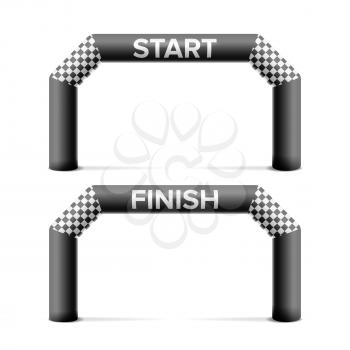 3D Start, Finish Line Arch Vector. Outdoor Sport Events Competition Concept. Isolated Illustration