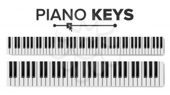 Piano Keyboard Vector. Realistic Isolated Illustration. Musical Piano Key Top View. Keyboard Pad