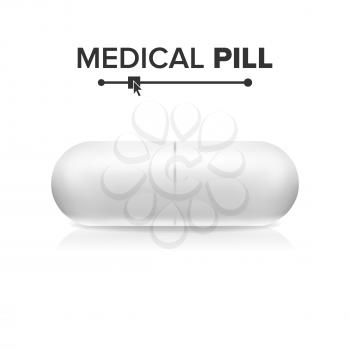 Capsule Pill Vector. Tablet, Pharmaceutical Antibiotic Isolated
