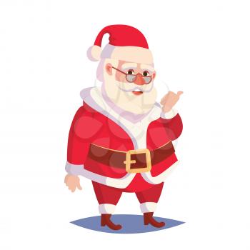 Santa Claus Isolated Vector. Classic Santa In Red Suit And Hat. Good For Banner, Brochure, Poster, Advertising Design. Isolated Flat Cartoon Character