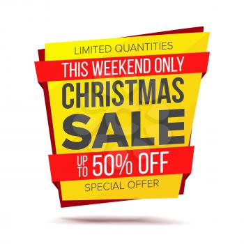 Biggest Xmas Offer Sale Banner Vector. Crazy Sale Poster. Isolated Illustration