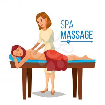 Spa Massage Wellness Salon Vector. Anti Aging Spa Massage. Flat Cartoon Illustration