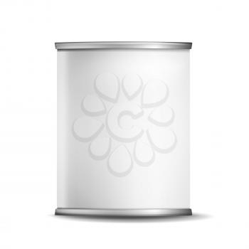 Tin Box Can Template Vector. 3d Realistic Empty Packaging Container Blank. Food Container. Isolated On White Background Illustration