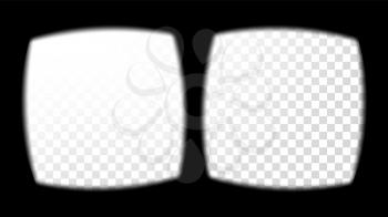 Virtual Reality Glasses Sight View Vector. Stereoscopic Screen Frame Template. Technology Design 3D VR Concept For Web, Graphic Design. Soft Edges. Transparent Background Illustration