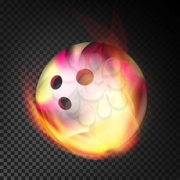 Bowling Ball Vector Realistic. Bowling Ball In Burning Style Isolated On Transparent Background