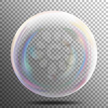 Transparent Soap Bubble. Realistic Vector Illustration. Air Bubble