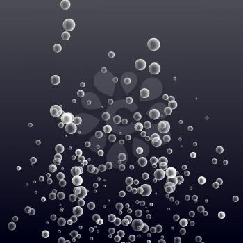 Underwater Fizzing Air Bubbles Vector. Deep Water. Circle And Liquid, Light Design. Fizzy Sparkles In Sea, Ocean.