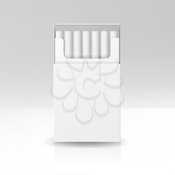 Blank Pack Package Box Of Cigarettes 3D Vector Template For Design. Opened Pack Of Cigarettes