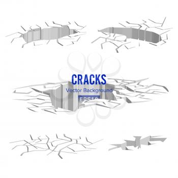 Cracks In The Ground Vector. Split After Earthquake