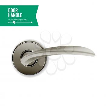 Door Handle Vector. Realistic Classic Element Isolated On White Background. Metal Door Handle Lock. Stock Illustration.