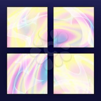 Fluid Iridescent Multicolored Vector. Illustration Of Pastel Fluids, Holographic Neon Effect.