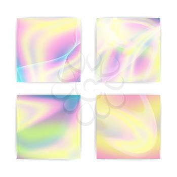Fluid Iridescent Multicolored Vector Background. Pearlescent Texture. Design Element In Pastel Hues With Holographic Effect