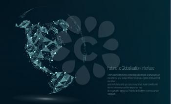 World Map Point. North America. Vector Illustration. Composition, Representing The Global Network Connection, International Meaning. Futuristic Digital Earth