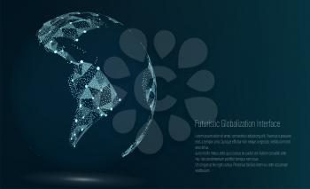 World Map Point. South America. Vector Illustration. Composition, Representing The Global Network Connection, International Meaning. Futuristic Digital Earth