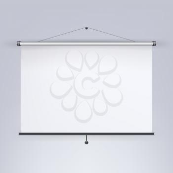 Meeting Projector Screen Vector. Blank White Board, Presentation Display