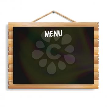 Menu Board. Cafe Or Restaurant Menu Bulletin Black Board. Isolated On White Background. Realistic