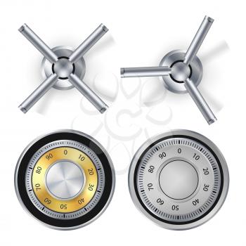 Metal Combination Lock Isolated Vector. Realistic Illustration. For Safety Illustration. Security Concept. Metal Steel Lock For Safety And Privacy. Protection