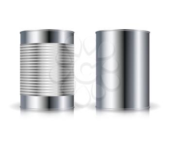 Metallic Cans Vector. Set Metal Tin Can Set