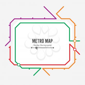 Metro Map Vector. Fictitious City Public Transport Scheme. Colorful Background With Stations.