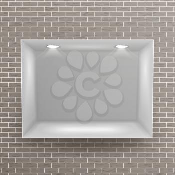 Show Window, Niche On Brick Wall Vector. Clean Shelf, Niche, Wall Showcase. Good For Exhibit, Presentations, Display Your Product.